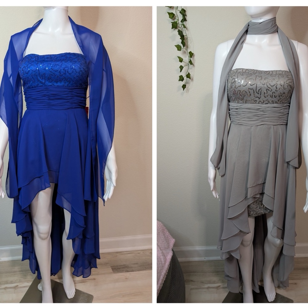 Dancing Queen sequins Gowns for wedding, prom, formal event etc NWT blue or gray - Picture 1 of 12